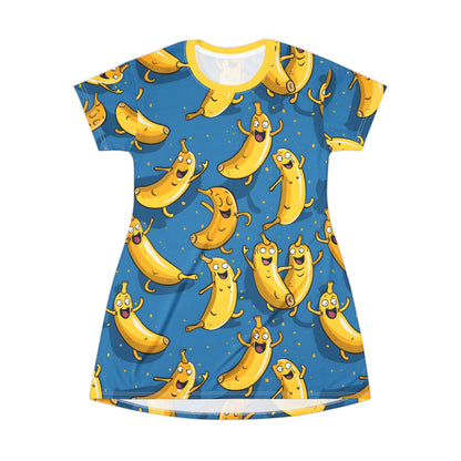 Festival Dresses - Banana Blue Bliss T - Shirt Dress - Acid Daddy