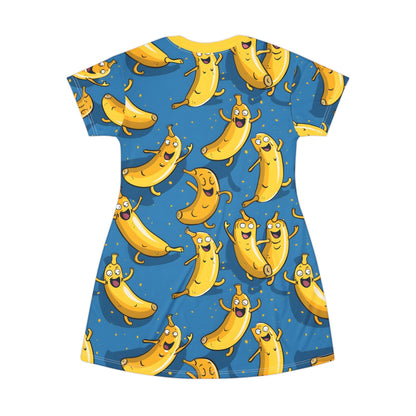 Festival Dresses - Banana Blue Bliss T - Shirt Dress - Acid Daddy