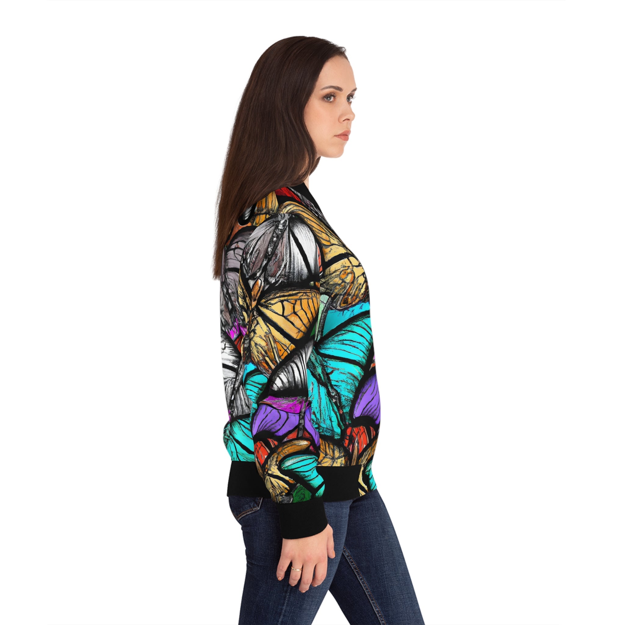 All Over Prints - Women's Butterfly Bliss Bomber Jacket - Acid Daddy