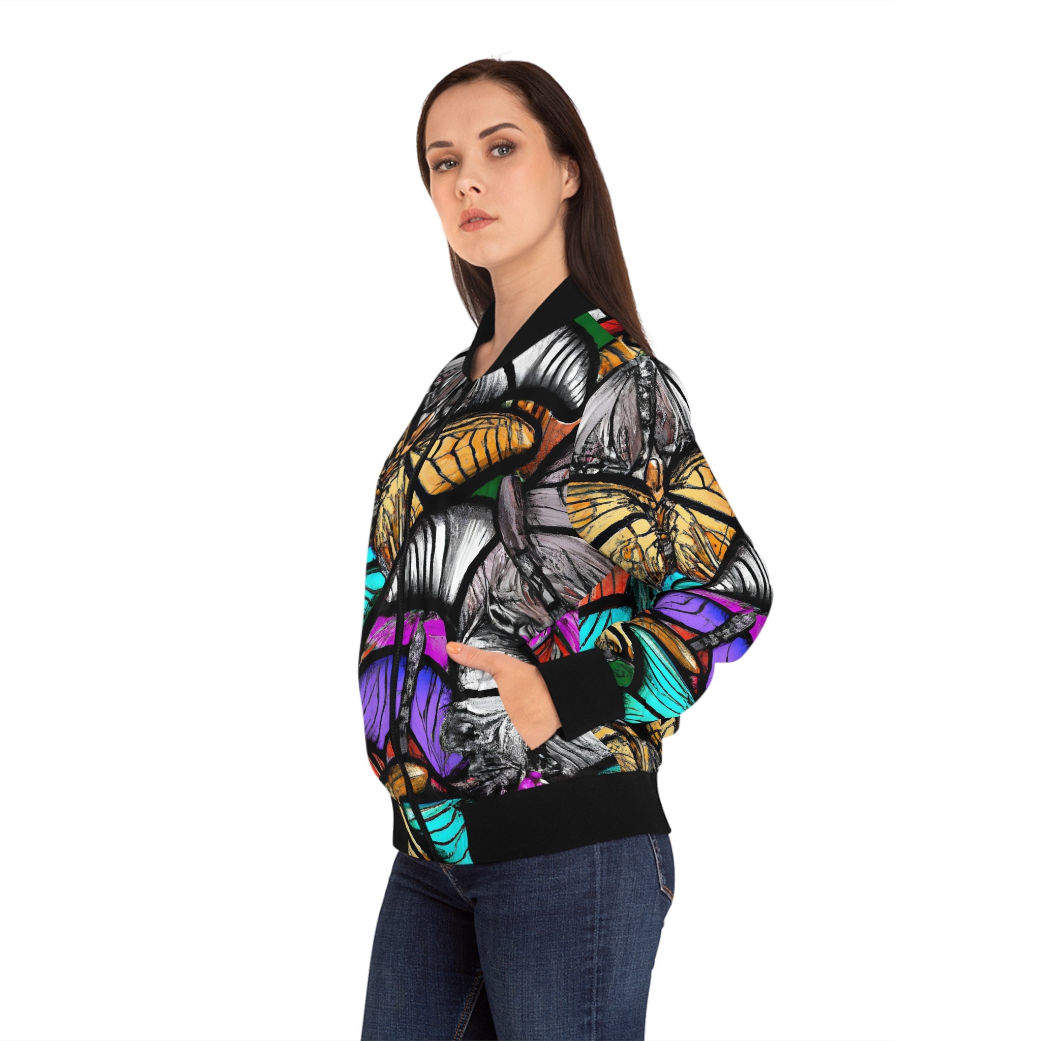 All Over Prints - Women's Butterfly Bliss Bomber Jacket - Acid Daddy