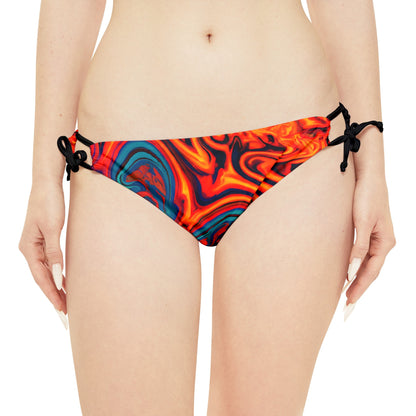 All Over Prints - Women's Eccentric Orange Strappy Bikini - Acid Daddy