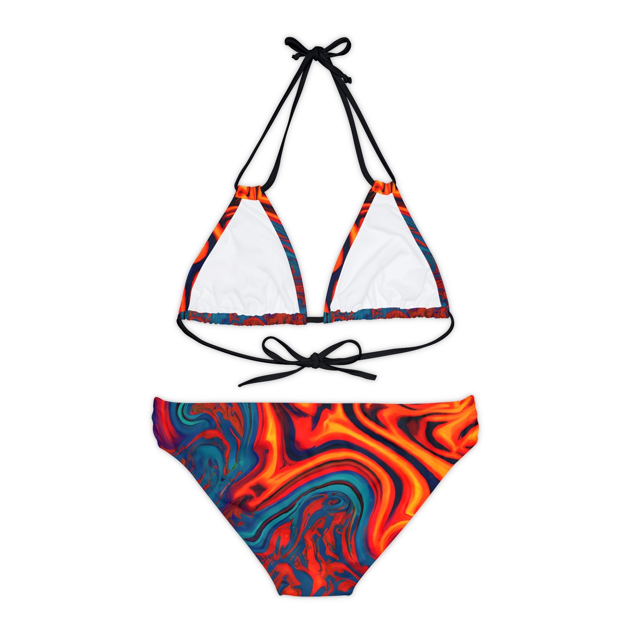 All Over Prints - Women's Eccentric Orange Strappy Bikini - Acid Daddy