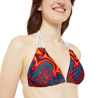 All Over Prints - Women's Eccentric Orange Strappy Bikini - Acid Daddy