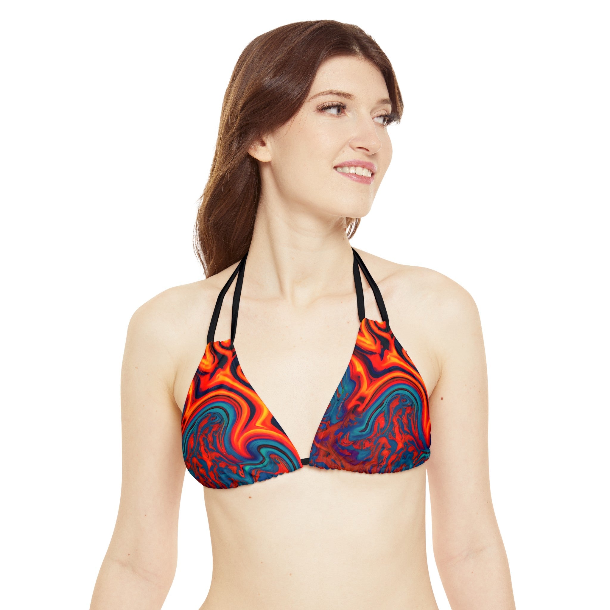 All Over Prints - Women's Eccentric Orange Strappy Bikini - Acid Daddy