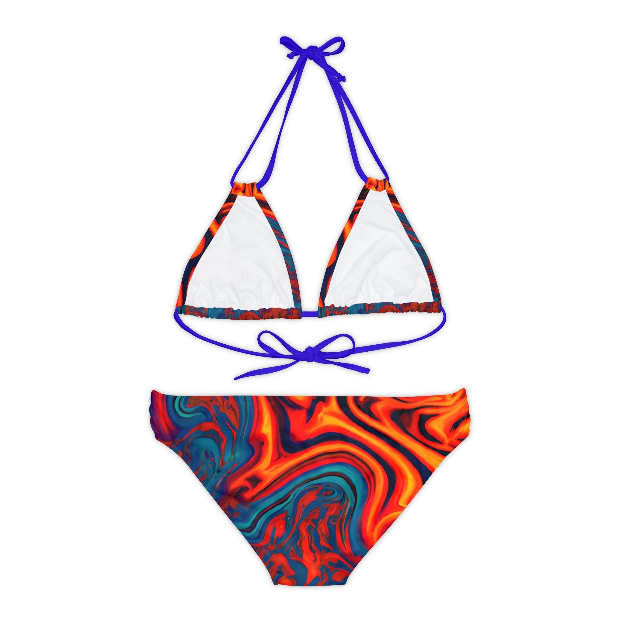 All Over Prints - Women's Eccentric Orange Strappy Bikini - Acid Daddy