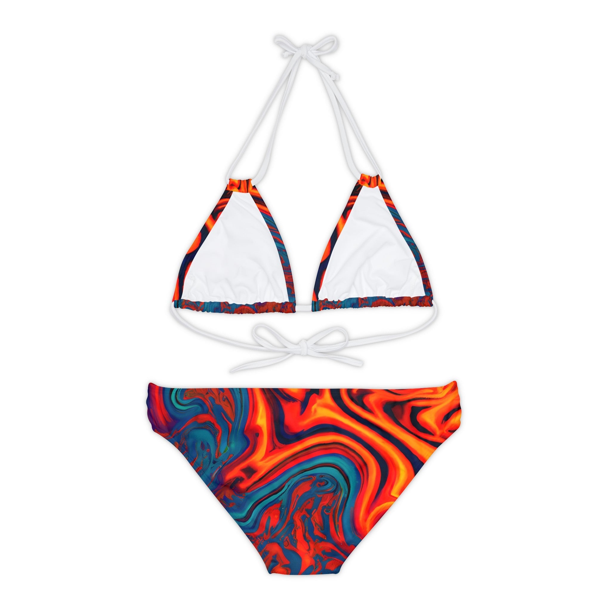 All Over Prints - Women's Eccentric Orange Strappy Bikini - Acid Daddy