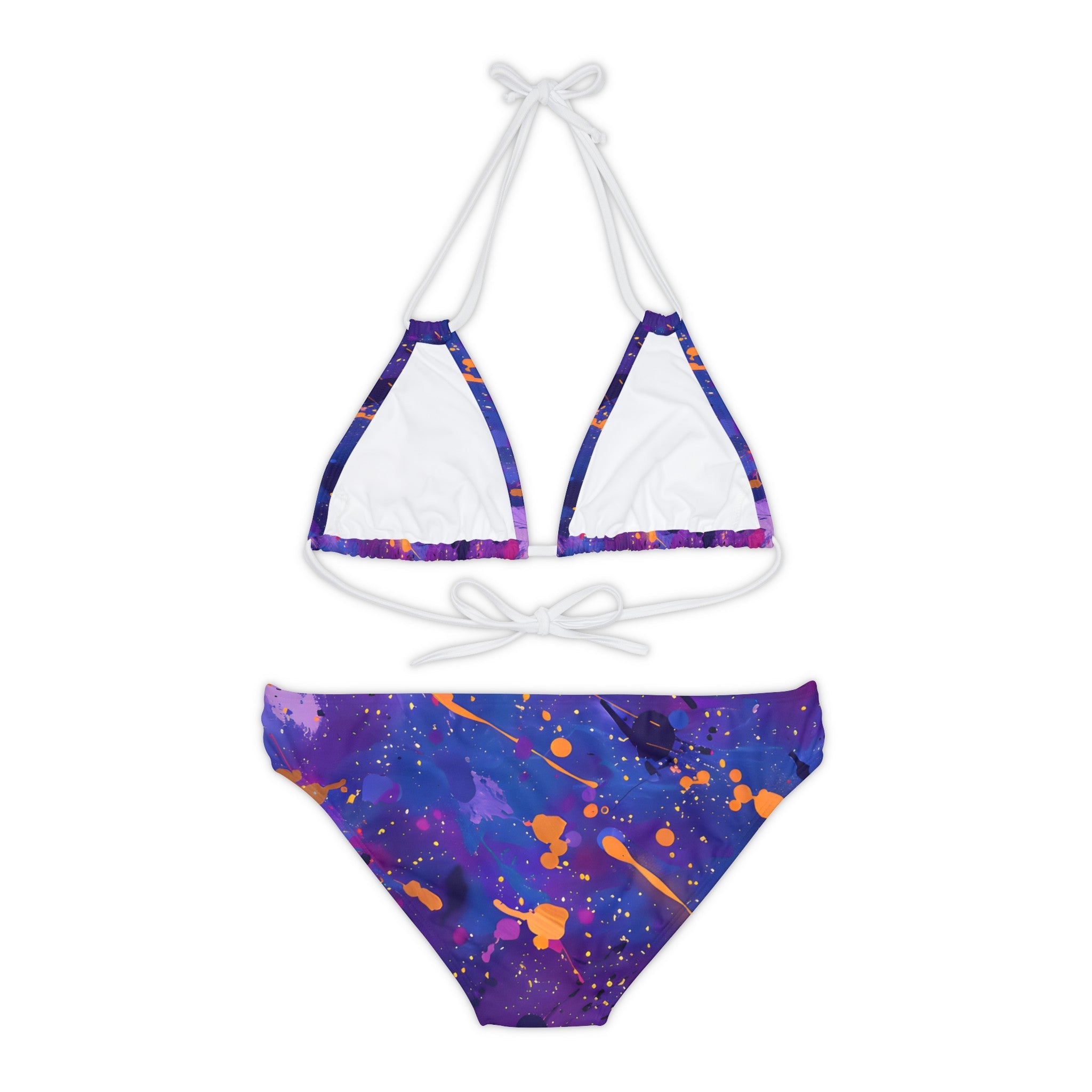 All Over Prints - Women's Electric Violet Gold Strappy Bikini - Acid Daddy