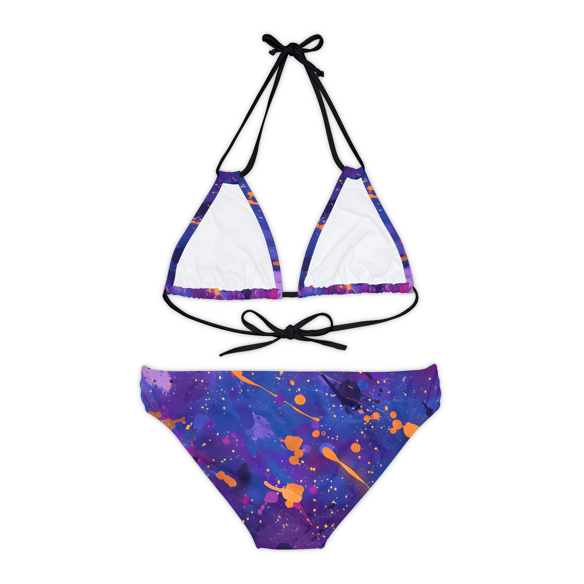 All Over Prints - Women's Electric Violet Gold Strappy Bikini - Acid Daddy