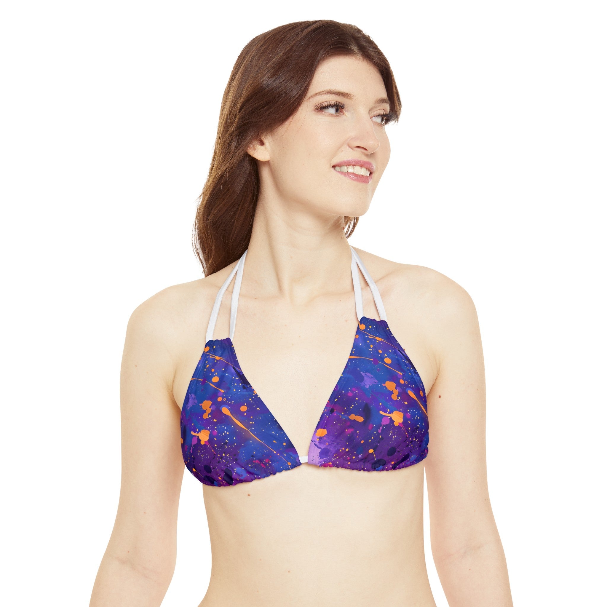 All Over Prints - Women's Electric Violet Gold Strappy Bikini - Acid Daddy