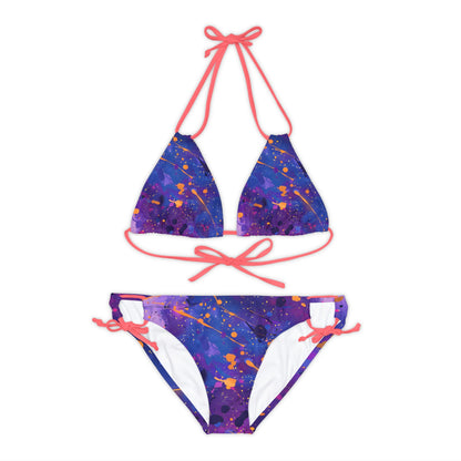 All Over Prints - Women's Electric Violet Gold Strappy Bikini - Acid Daddy