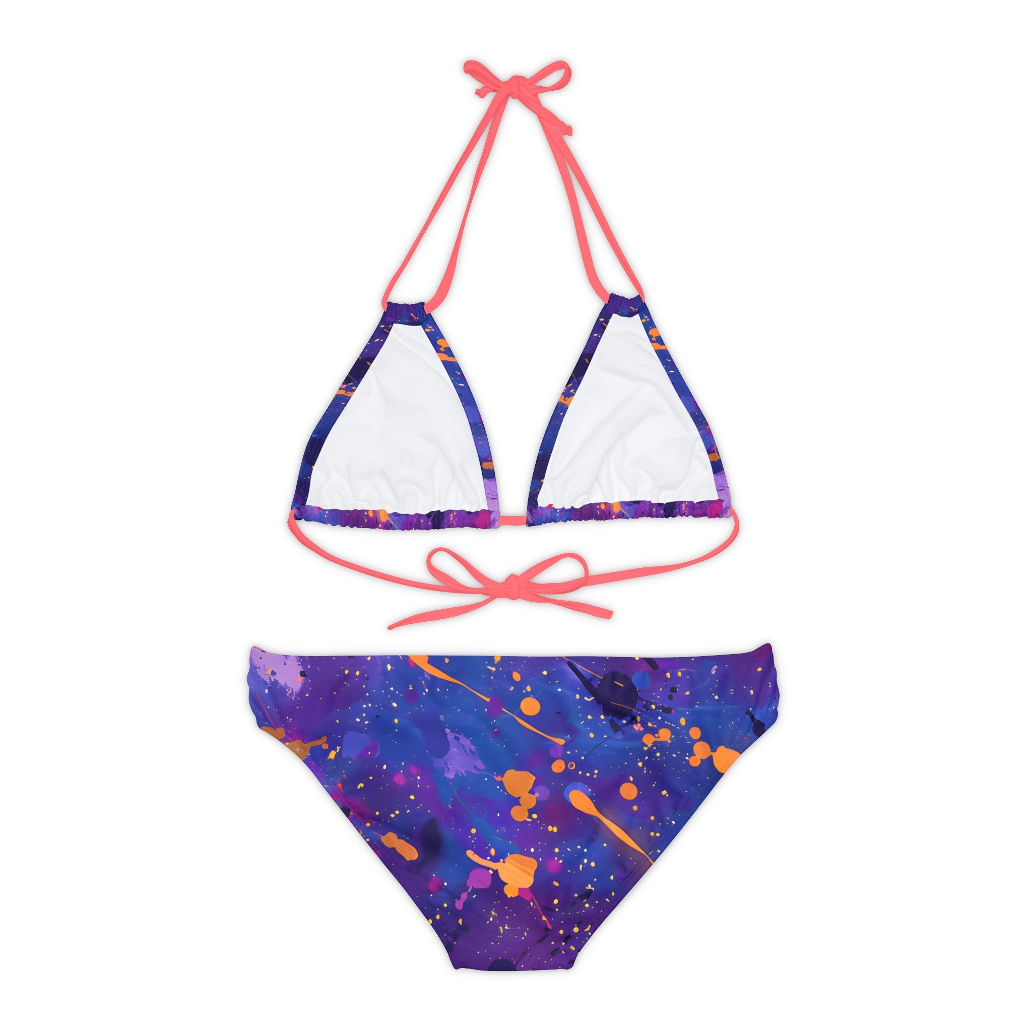 All Over Prints - Women's Electric Violet Gold Strappy Bikini - Acid Daddy