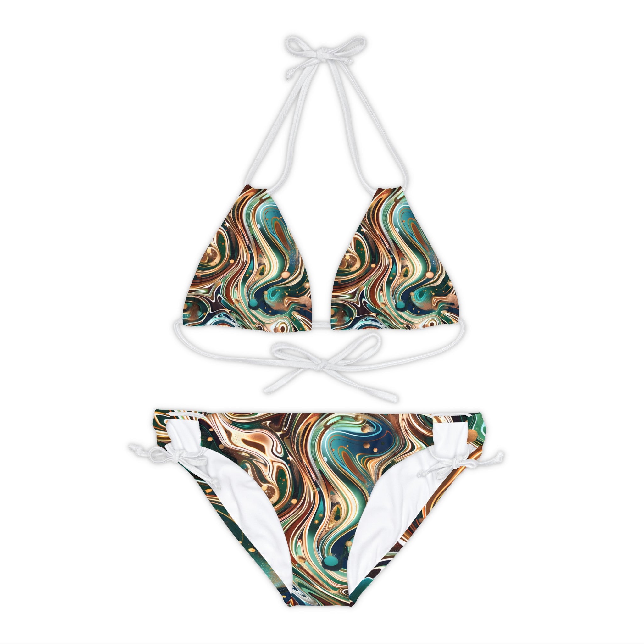 All Over Prints - Women's Emerald Sapphire Strappy Bikini - Acid Daddy