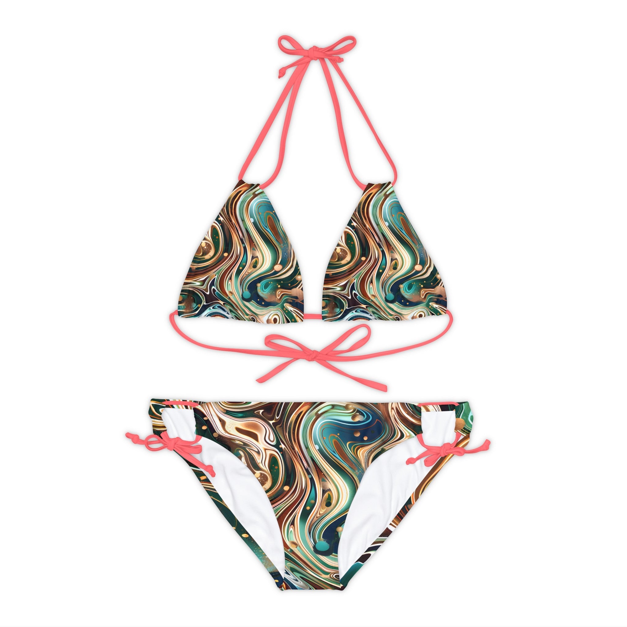 All Over Prints - Women's Emerald Sapphire Strappy Bikini - Acid Daddy