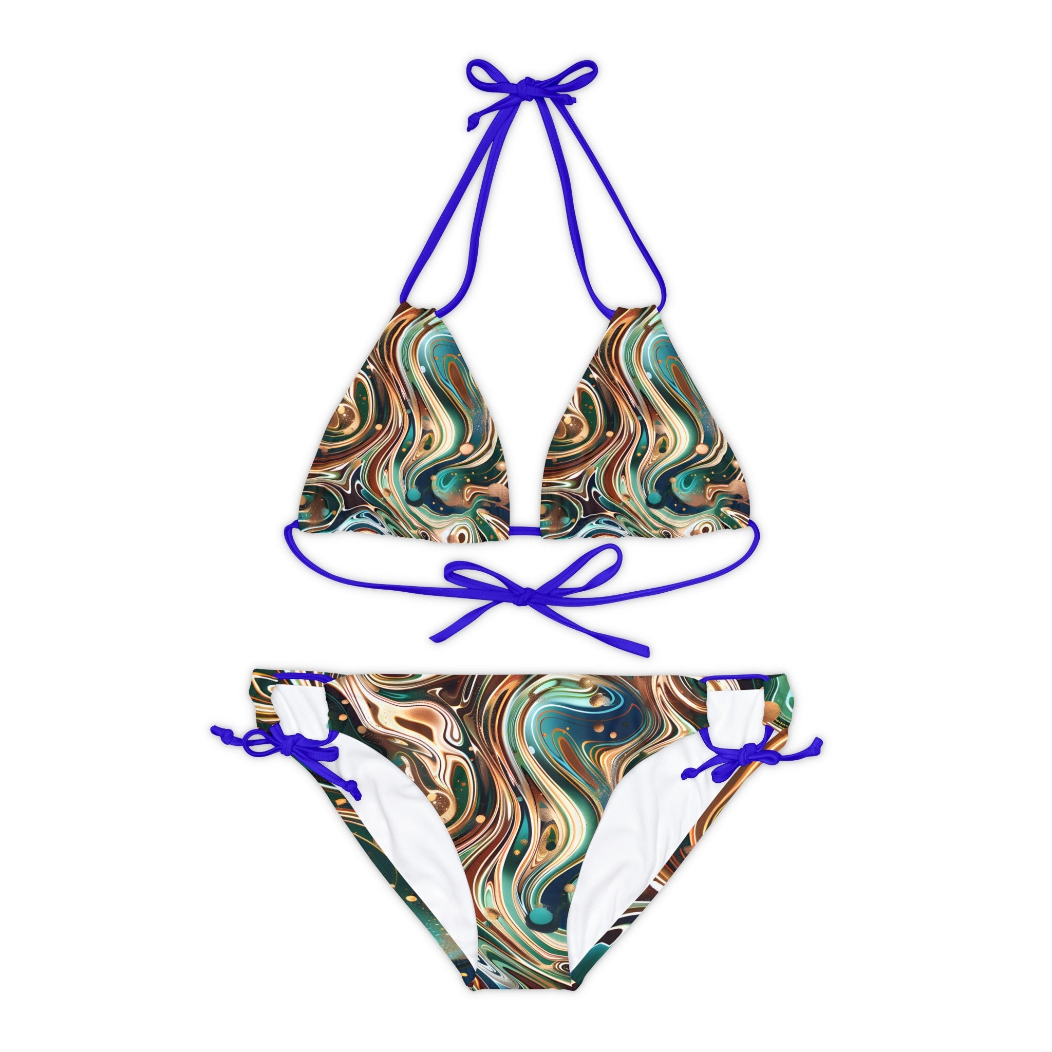 All Over Prints - Women's Emerald Sapphire Strappy Bikini - Acid Daddy