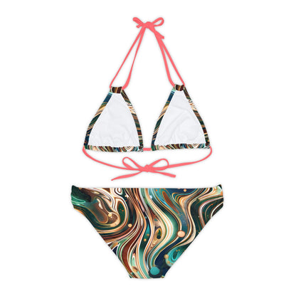 All Over Prints - Women's Emerald Sapphire Strappy Bikini - Acid Daddy