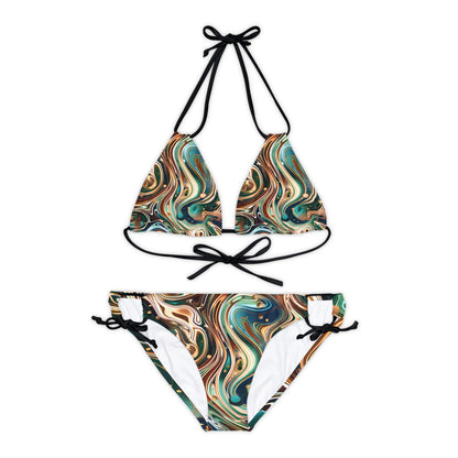 All Over Prints - Women's Emerald Sapphire Strappy Bikini - Acid Daddy