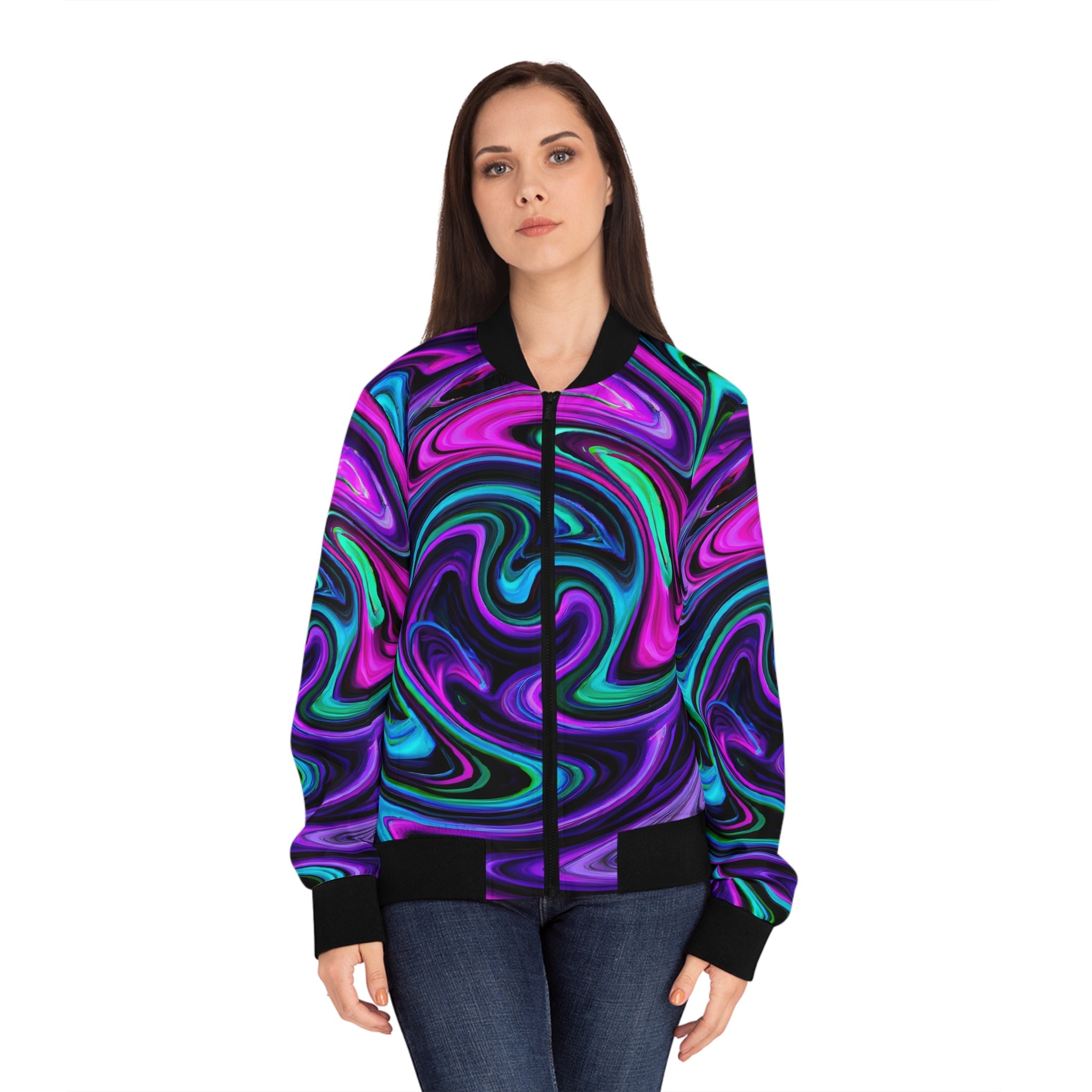 All Over Prints - Women's Glow Up Bomber Jacket - Acid Daddy