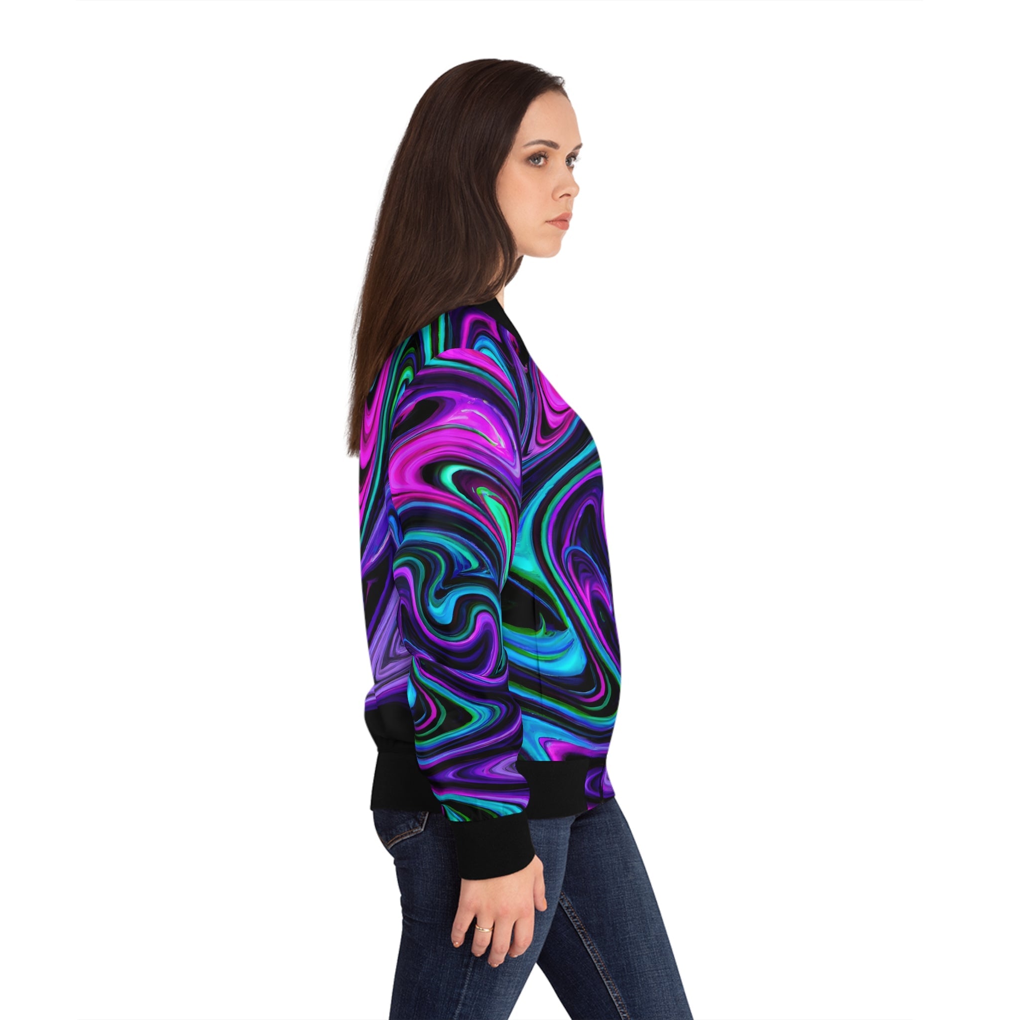 All Over Prints - Women's Glow Up Bomber Jacket - Acid Daddy