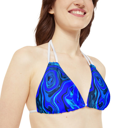 All Over Prints - Women's Liquid Blue Ice Strappy Bikini - Acid Daddy