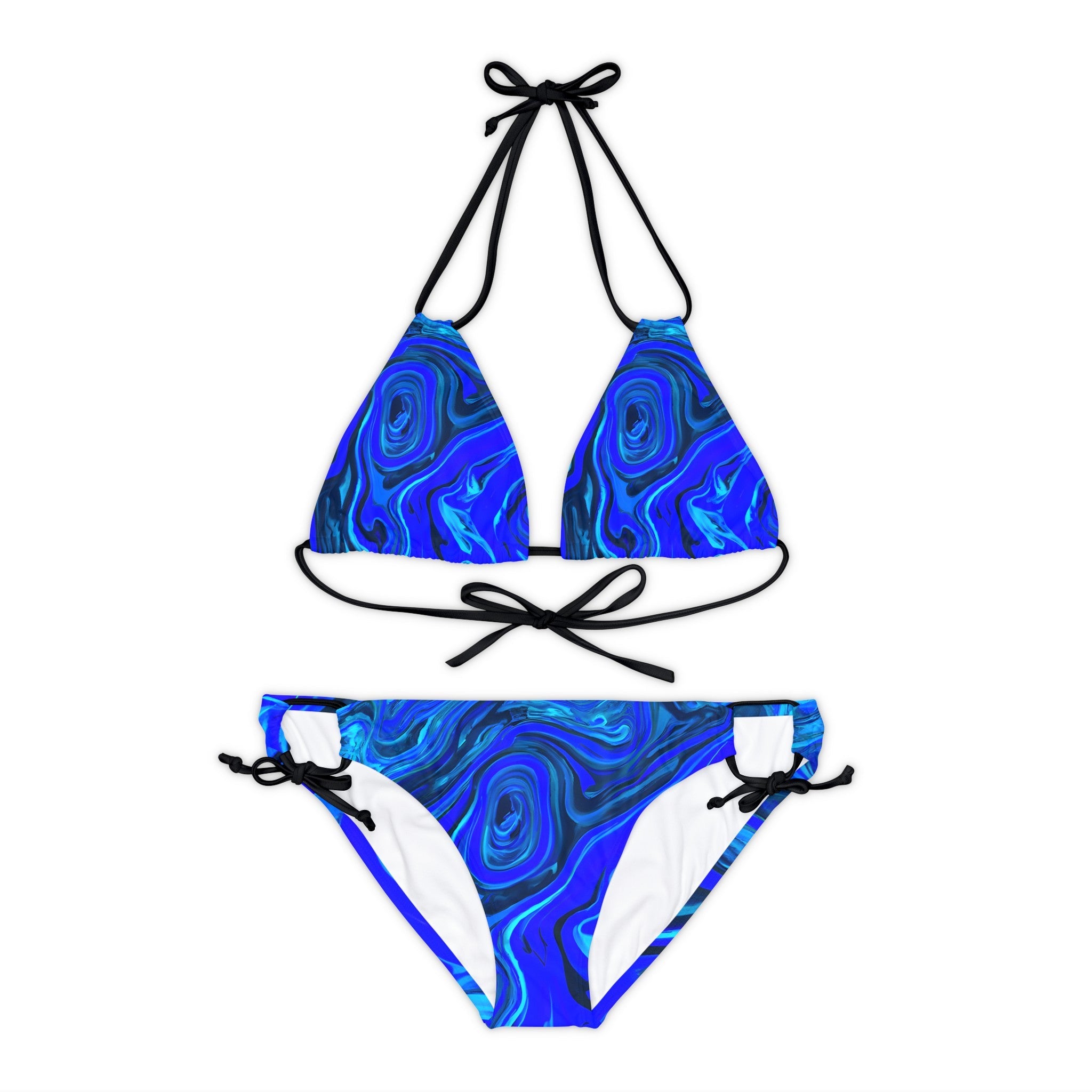 All Over Prints - Women's Liquid Blue Ice Strappy Bikini - Acid Daddy