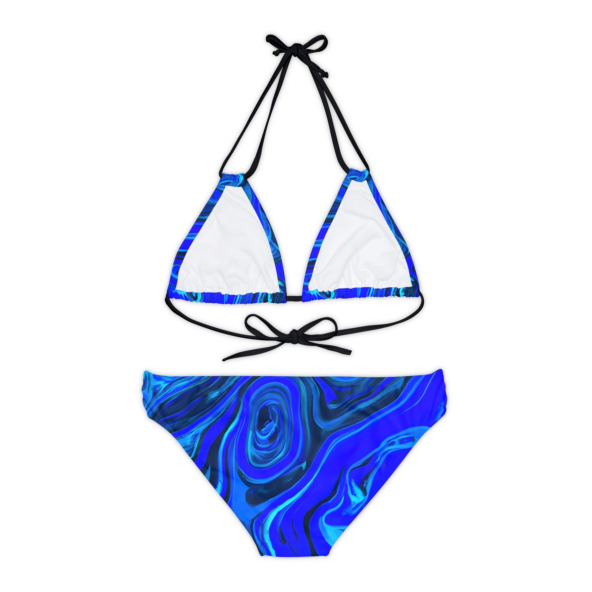 All Over Prints - Women's Liquid Blue Ice Strappy Bikini - Acid Daddy