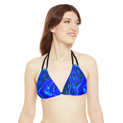 All Over Prints - Women's Liquid Blue Ice Strappy Bikini - Acid Daddy