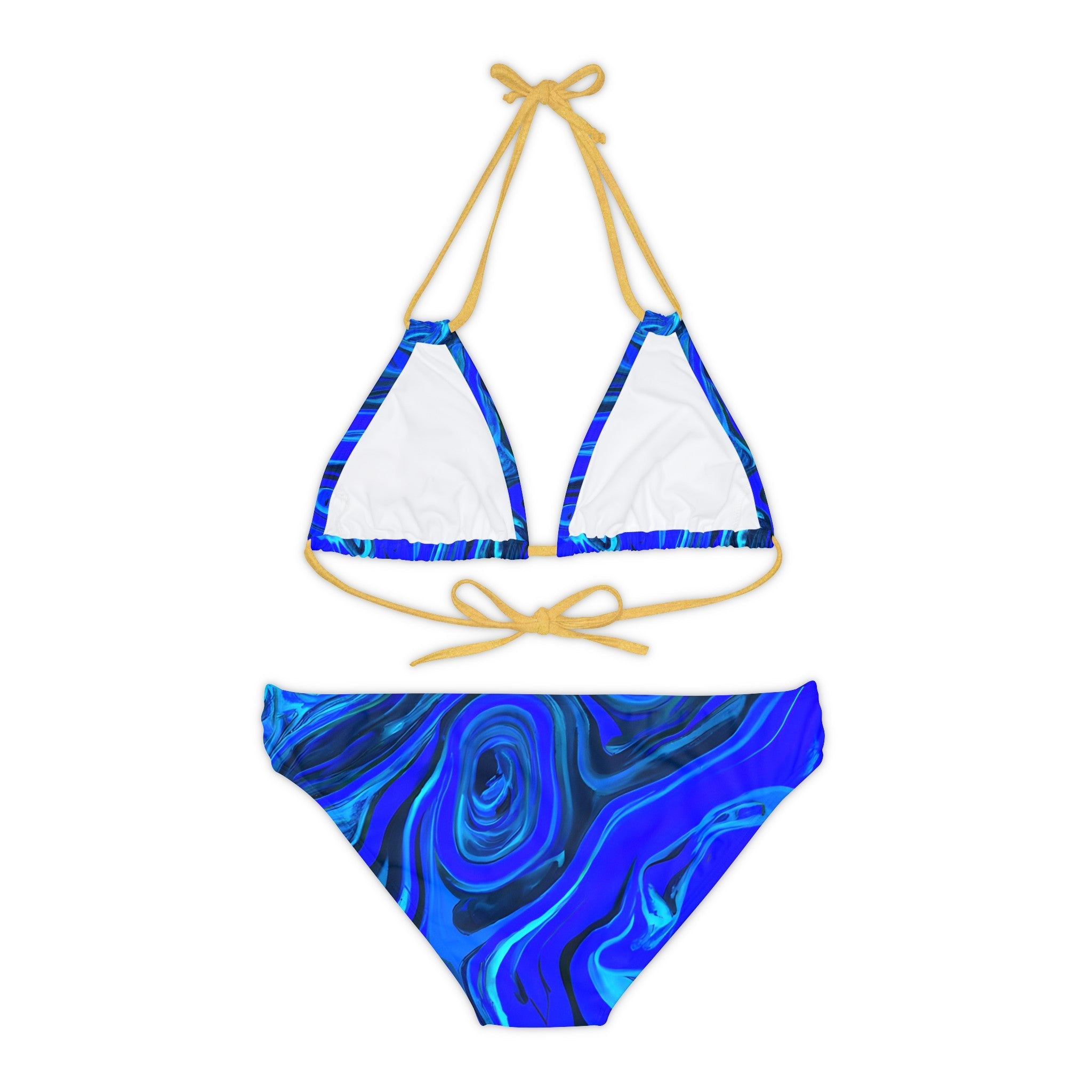 All Over Prints - Women's Liquid Blue Ice Strappy Bikini - Acid Daddy