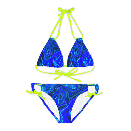 All Over Prints - Women's Liquid Blue Ice Strappy Bikini - Acid Daddy