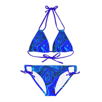 All Over Prints - Women's Liquid Blue Ice Strappy Bikini - Acid Daddy