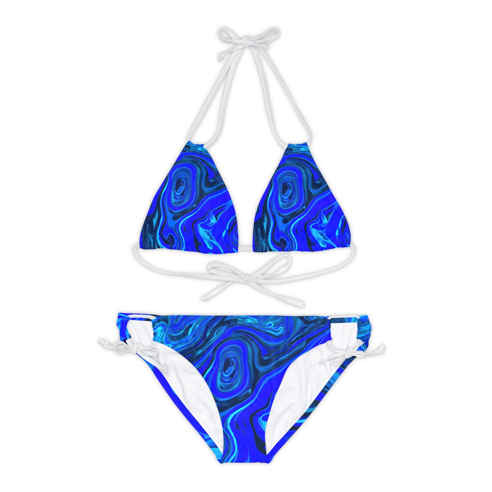 All Over Prints - Women's Liquid Blue Ice Strappy Bikini - Acid Daddy