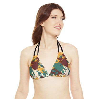 All Over Prints - Women's Marsala Gold Splash Strappy Bikini - Acid Daddy