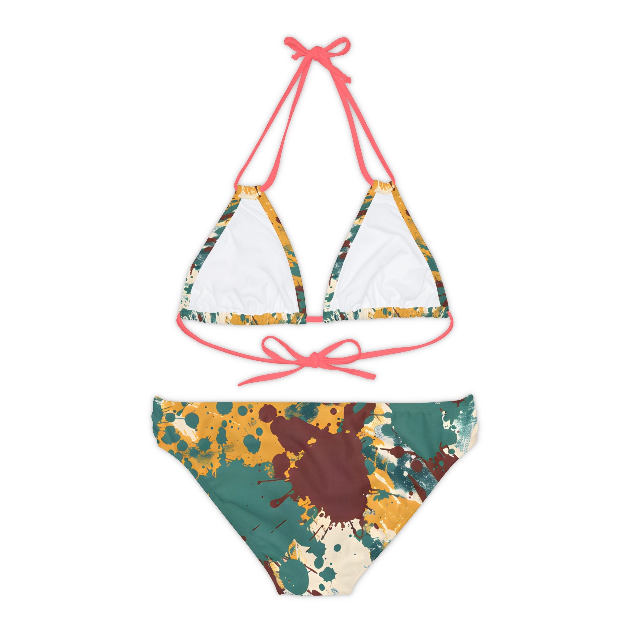 All Over Prints - Women's Marsala Gold Splash Strappy Bikini - Acid Daddy