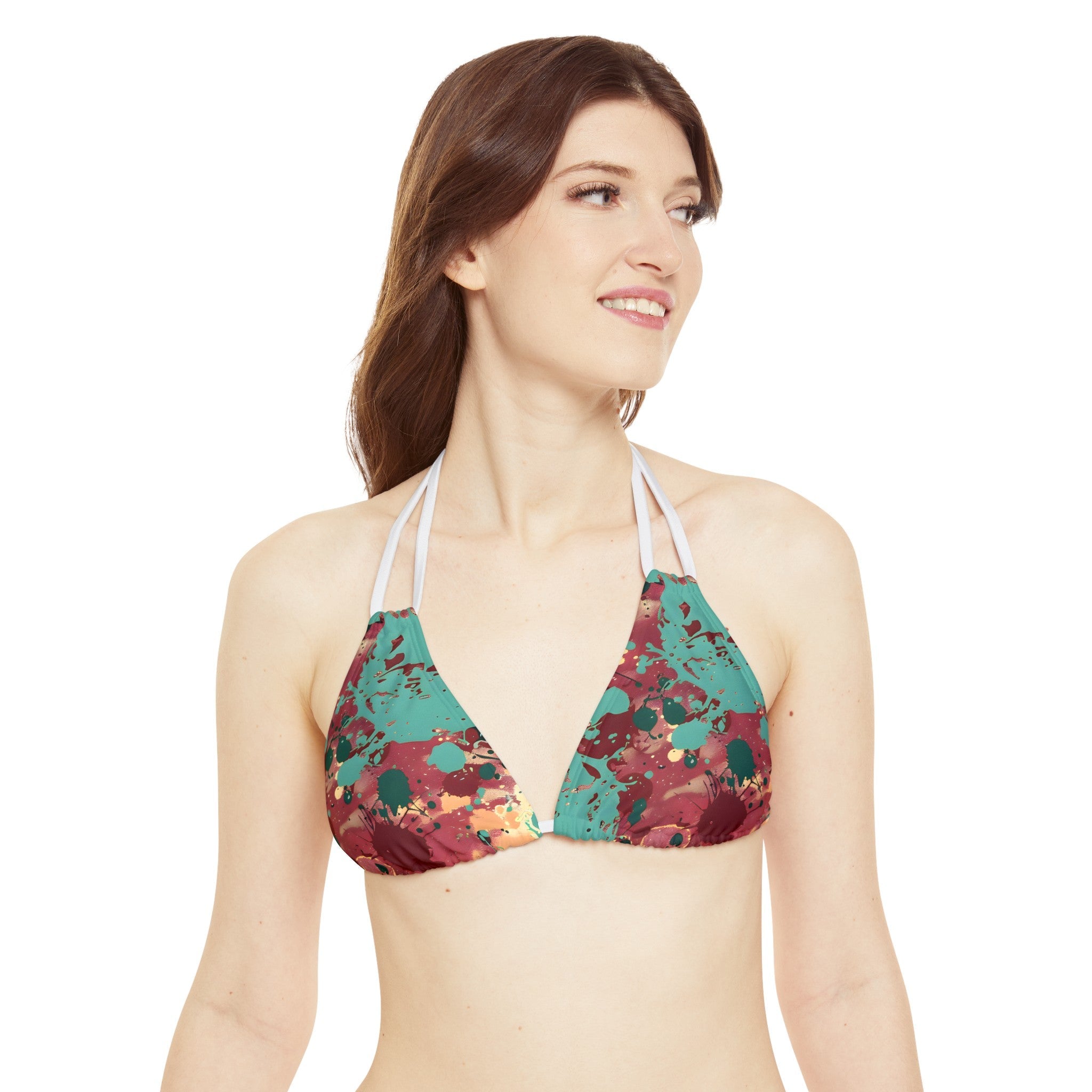 All Over Prints - Women's Peacock Splash Strappy Bikini - Acid Daddy