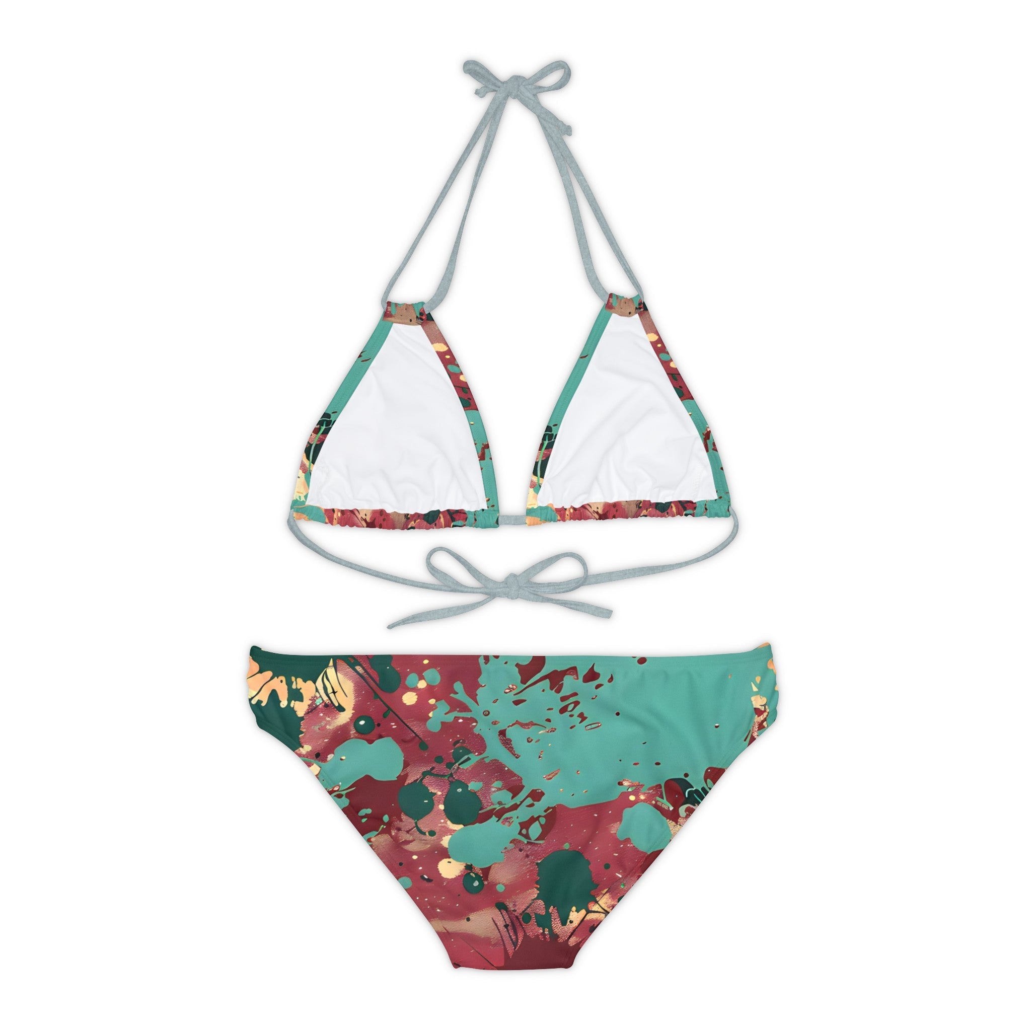 All Over Prints - Women's Peacock Splash Strappy Bikini - Acid Daddy