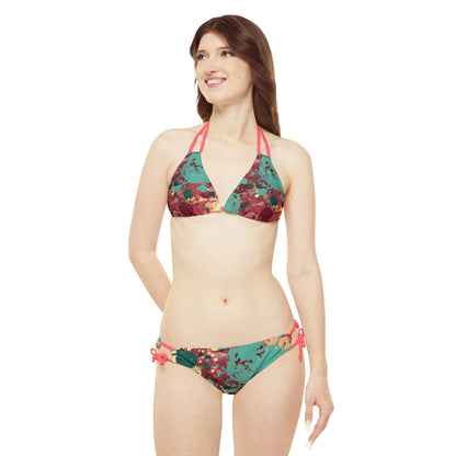 All Over Prints - Women's Peacock Splash Strappy Bikini - Acid Daddy