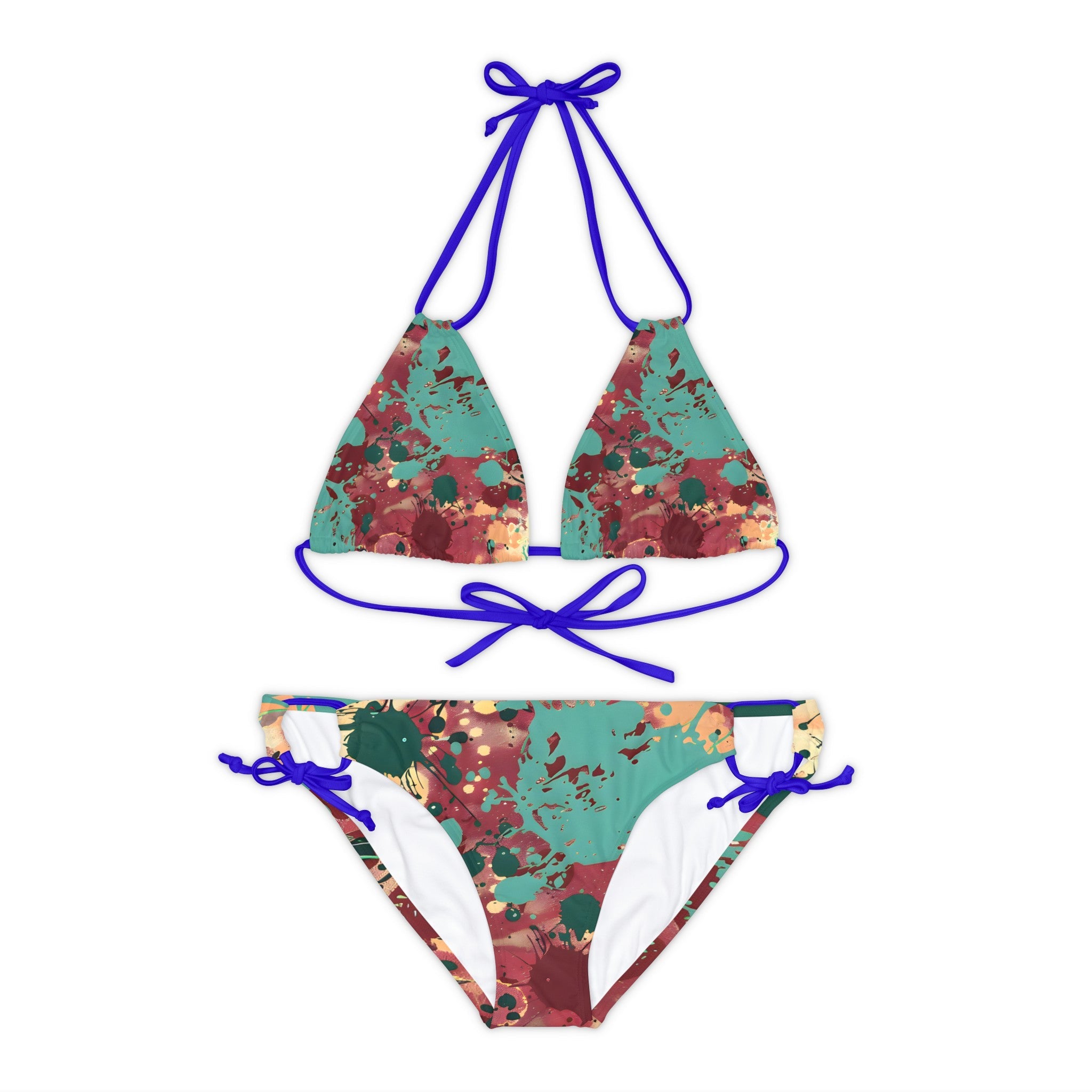 All Over Prints - Women's Peacock Splash Strappy Bikini - Acid Daddy