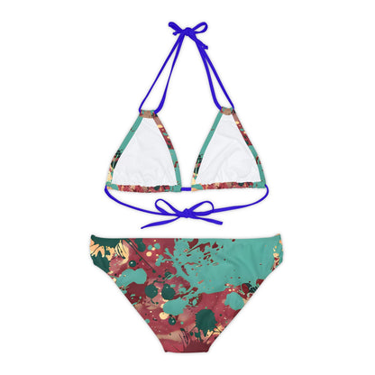 All Over Prints - Women's Peacock Splash Strappy Bikini - Acid Daddy