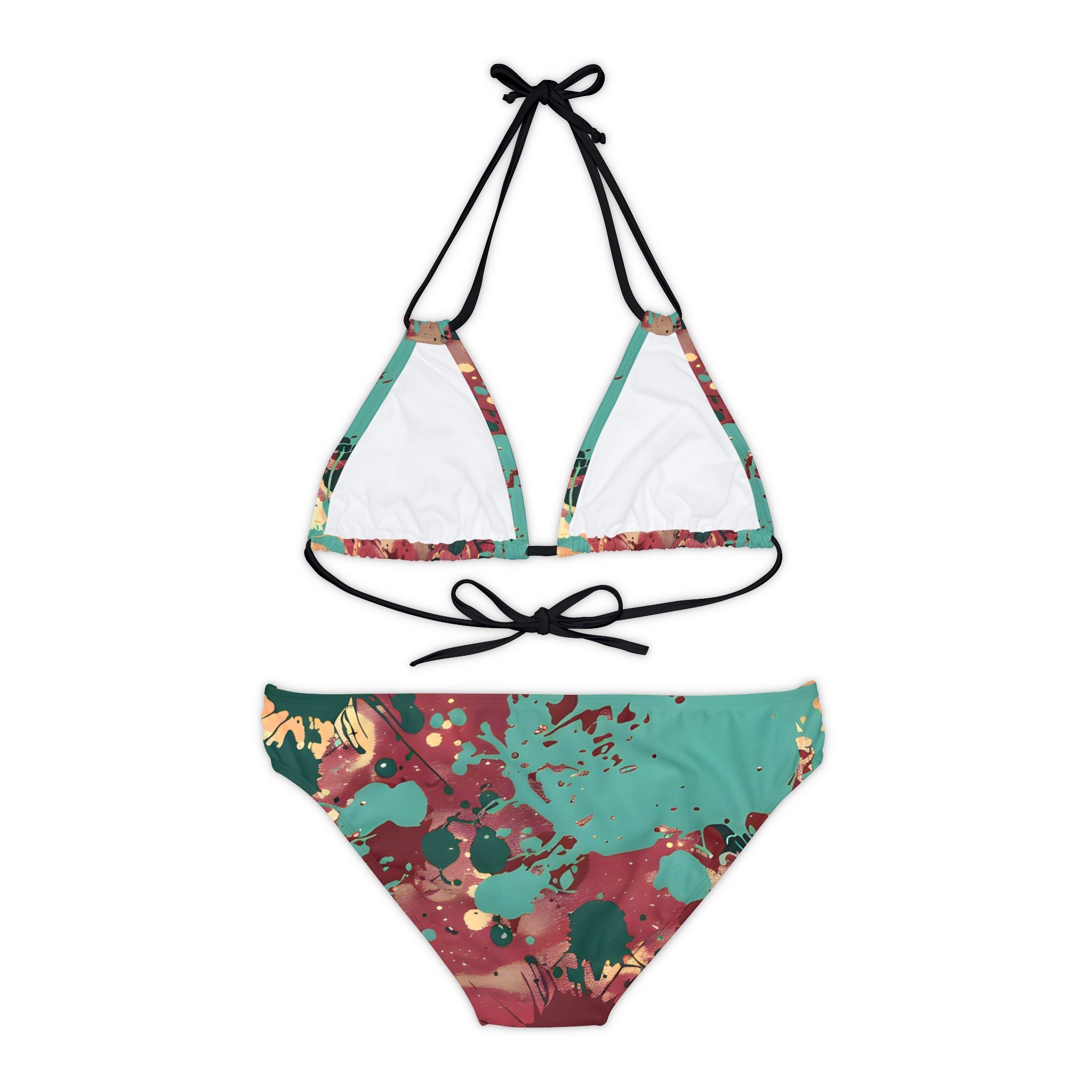 All Over Prints - Women's Peacock Splash Strappy Bikini - Acid Daddy