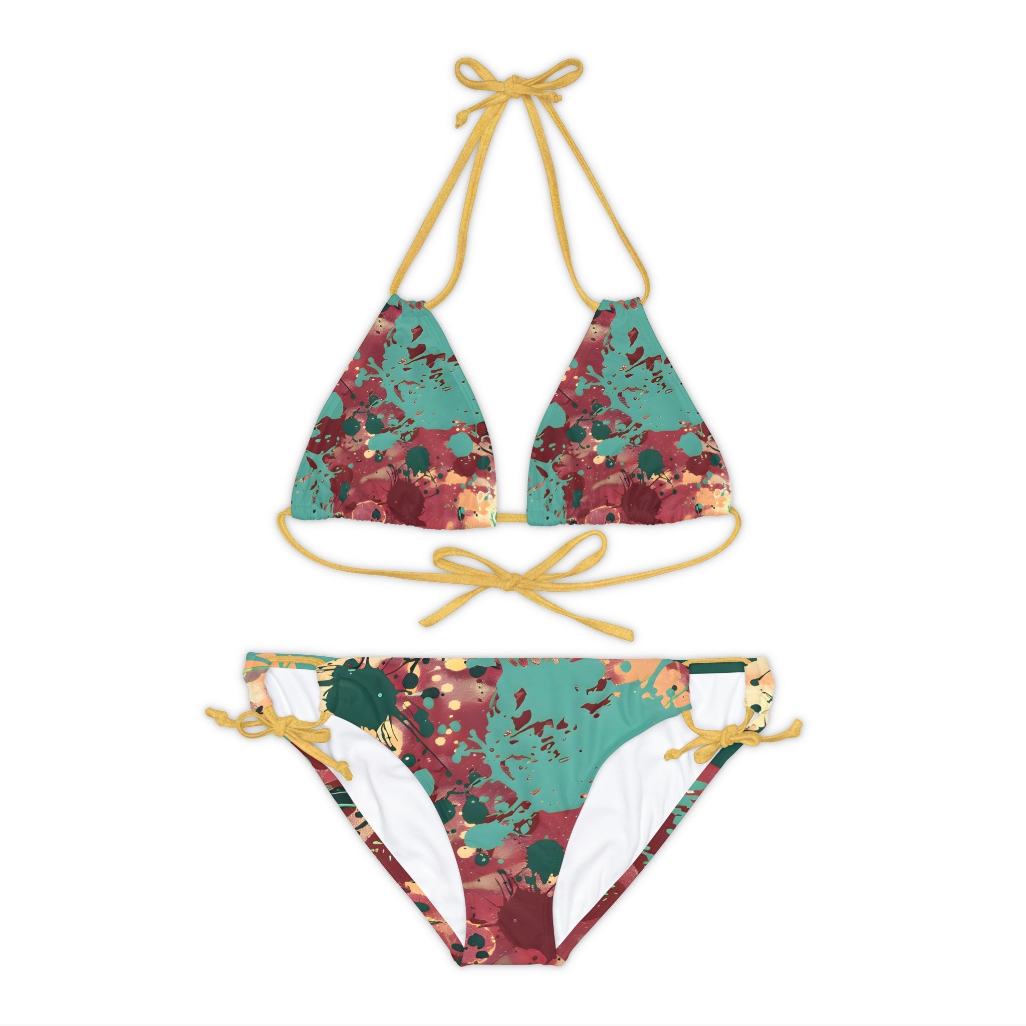 All Over Prints - Women's Peacock Splash Strappy Bikini - Acid Daddy