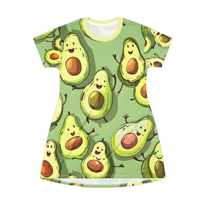 Festival Dresses - Women's Playful Avocado Jig T - Shirt Dress - Acid Daddy