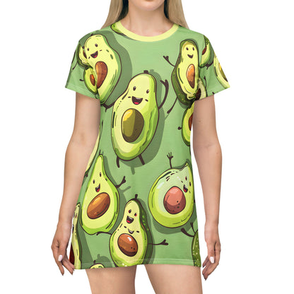 Festival Dresses - Women's Playful Avocado Jig T - Shirt Dress - Acid Daddy