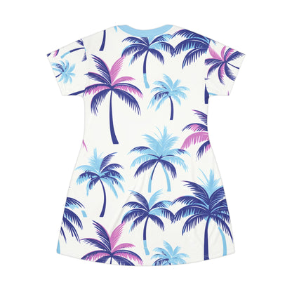 Festival Dresses - Purple Palms T - Shirt Dress - Acid Daddy