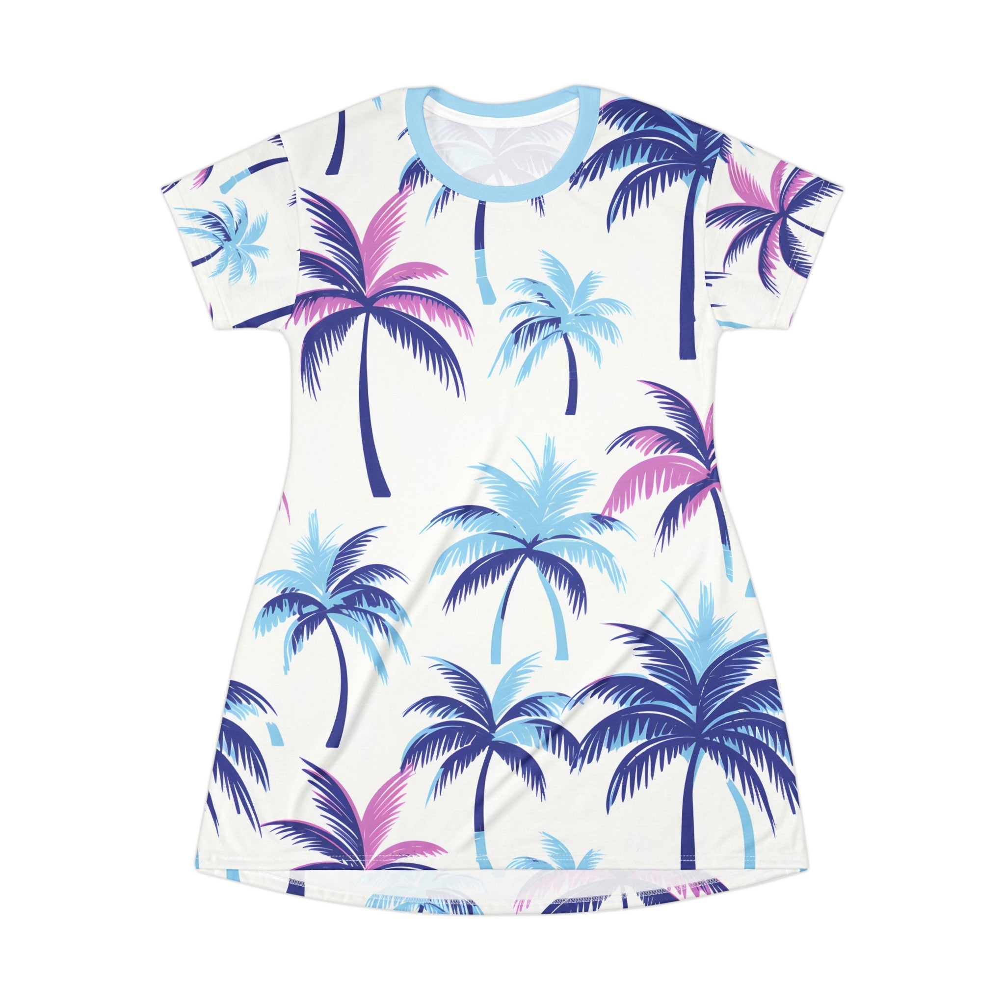 Festival Dresses - Purple Palms T - Shirt Dress - Acid Daddy