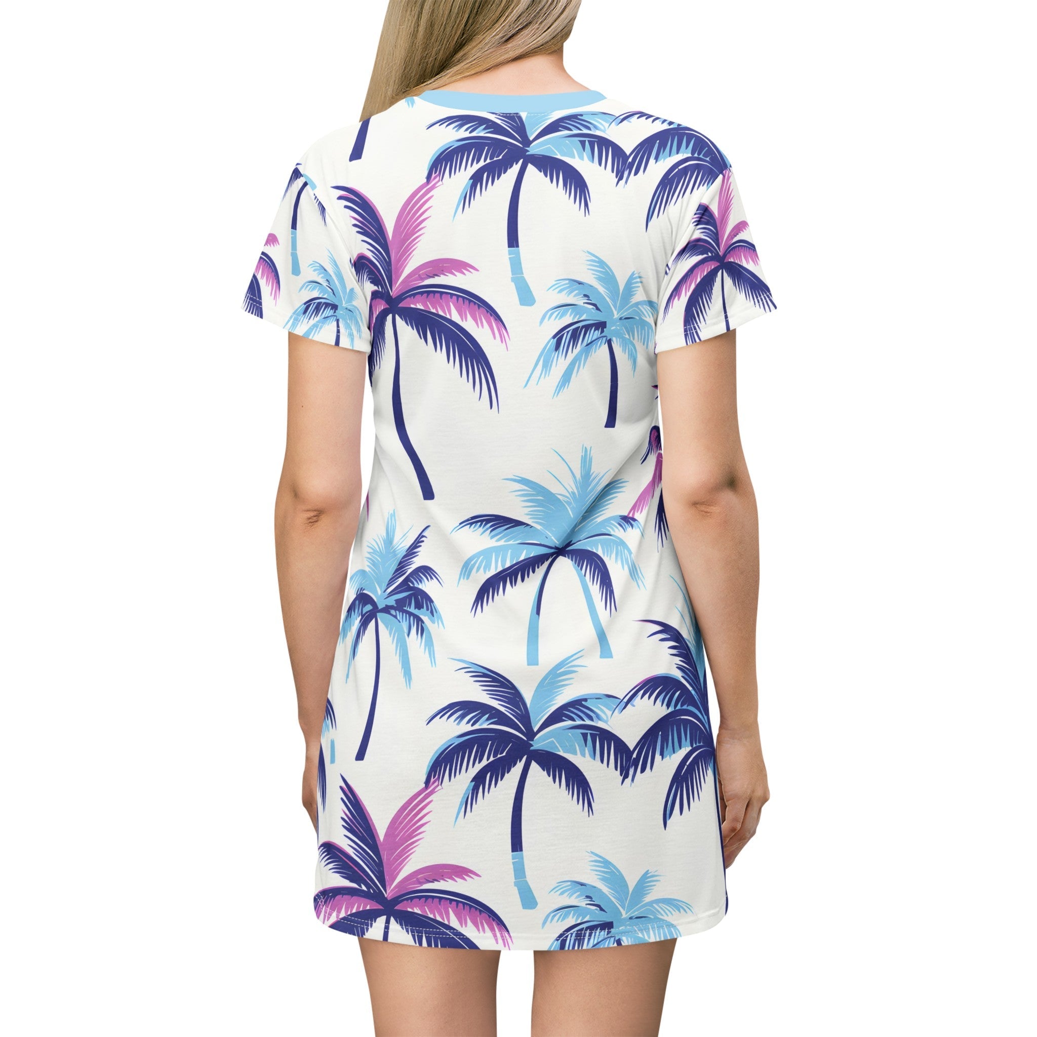 Festival Dresses - Purple Palms T - Shirt Dress - Acid Daddy