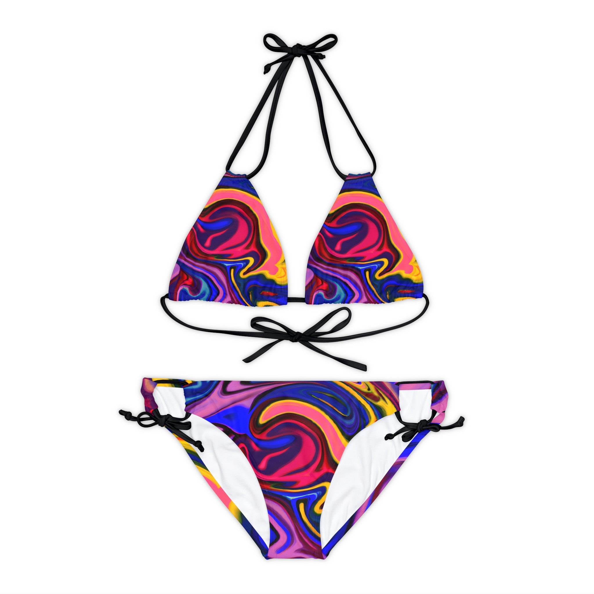 All Over Prints - Women's Quantum Blue Strappy Bikini - Acid Daddy