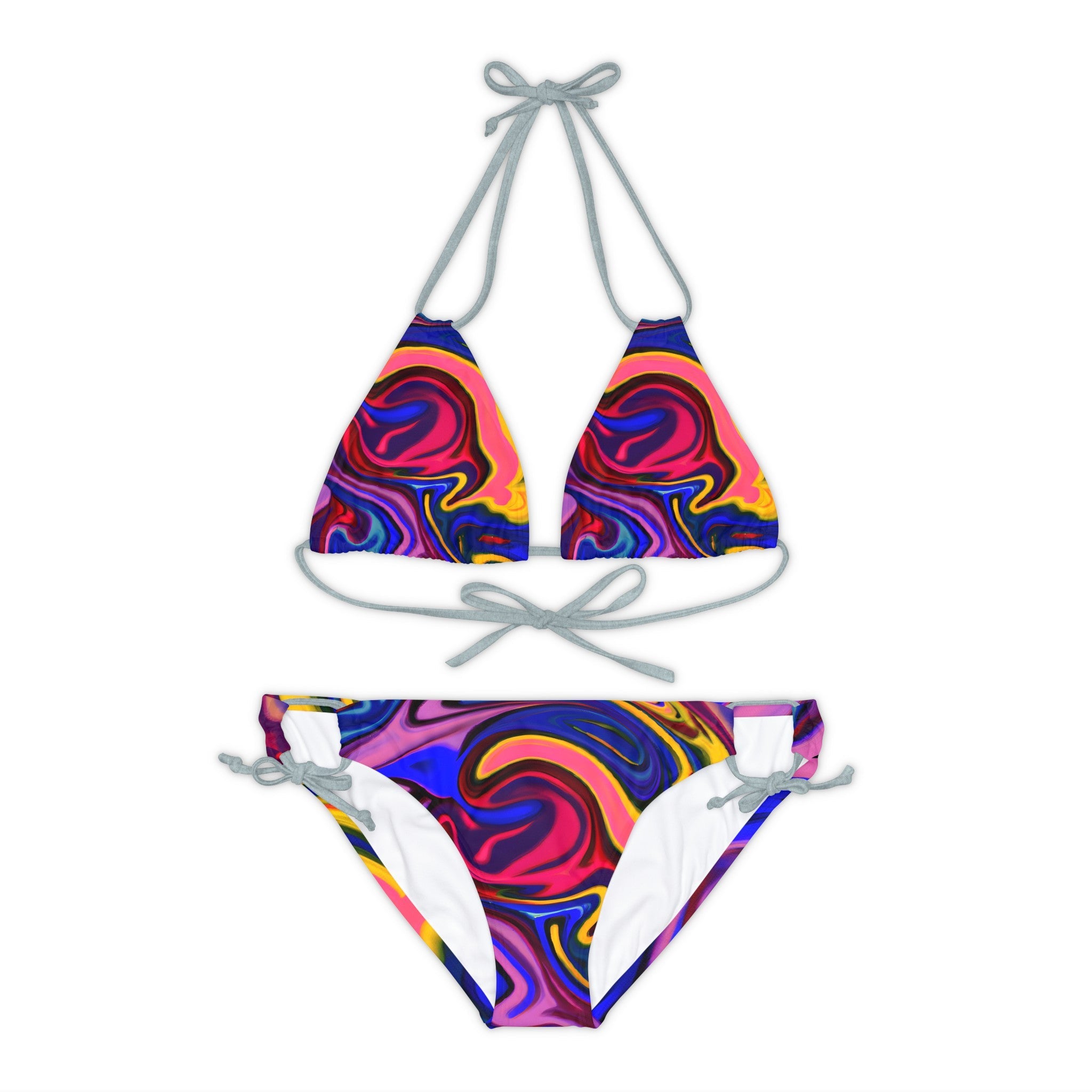 All Over Prints - Women's Quantum Blue Strappy Bikini - Acid Daddy