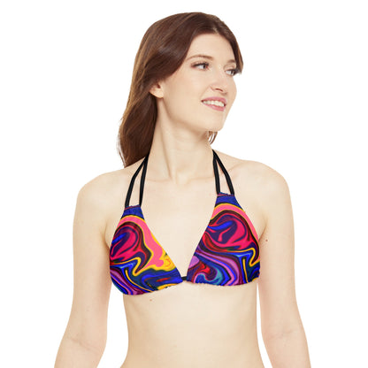 All Over Prints - Women's Quantum Blue Strappy Bikini - Acid Daddy