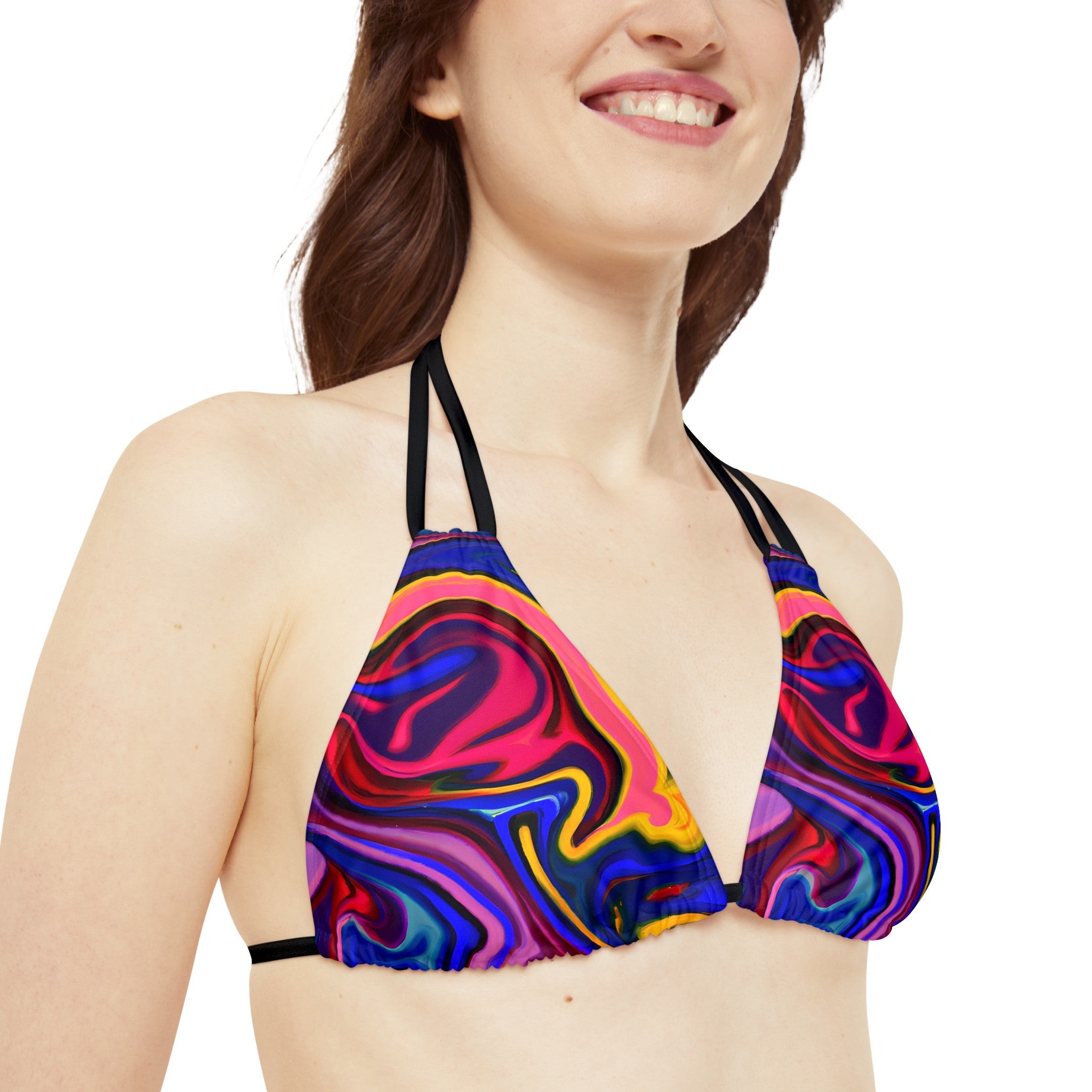 All Over Prints - Women's Quantum Blue Strappy Bikini - Acid Daddy