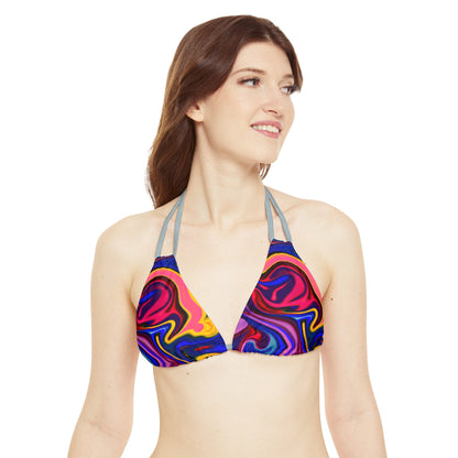 All Over Prints - Women's Quantum Blue Strappy Bikini - Acid Daddy