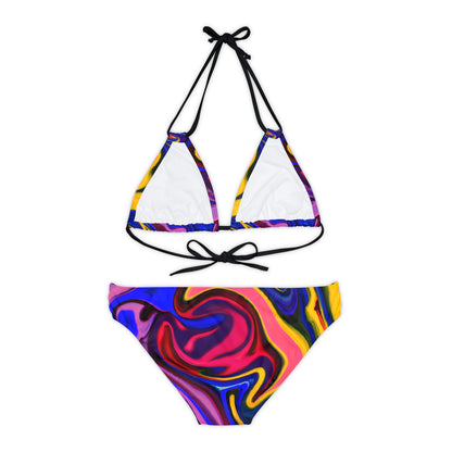 All Over Prints - Women's Quantum Blue Strappy Bikini - Acid Daddy